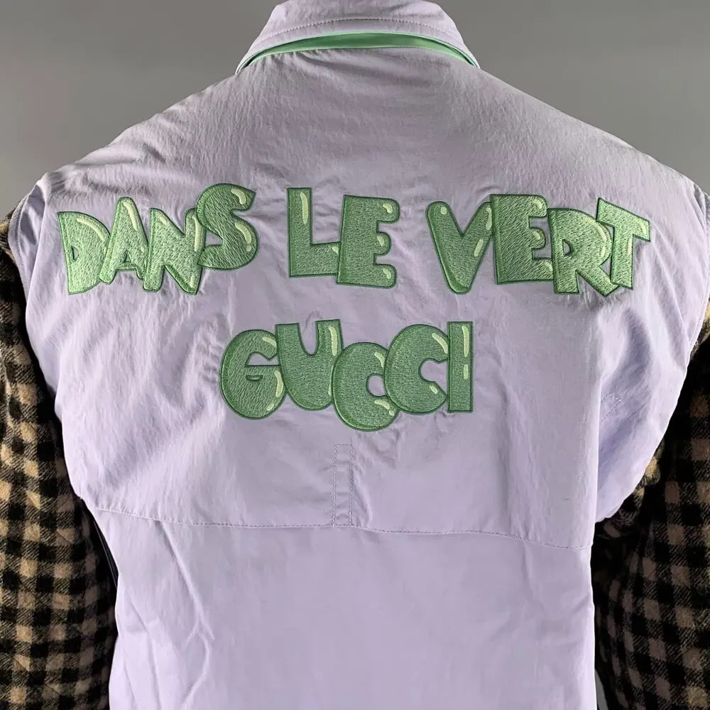 GUCCI Size 48 Purple Dans Le Vert Wool Polyamide Jacket